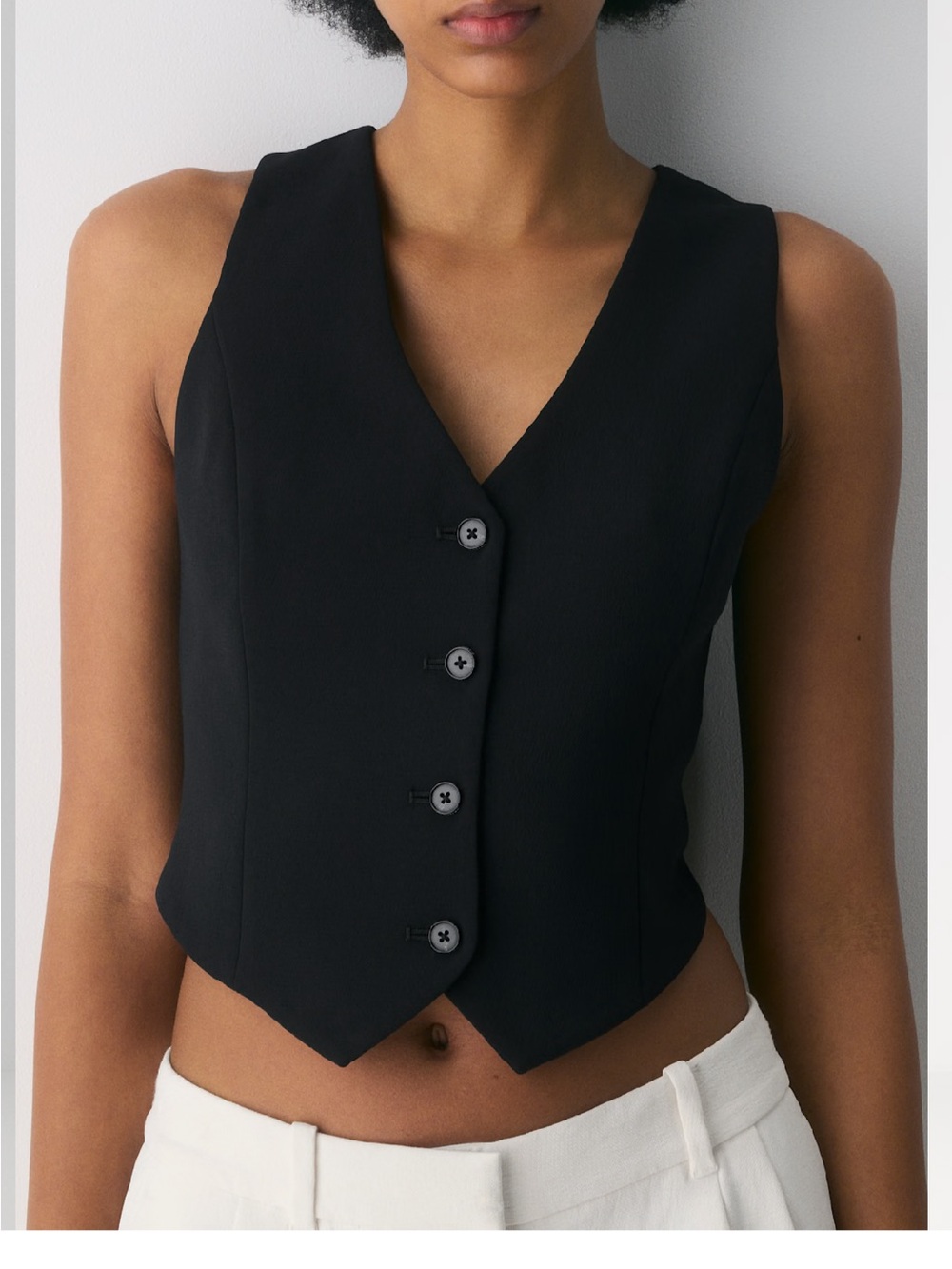 Aritzia Wilfred Black Pacino Vest- Crepette- Minimalist Button-Front Vest